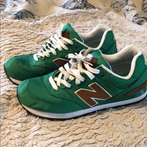 Green/White New Balance 574 (Size 10.5)